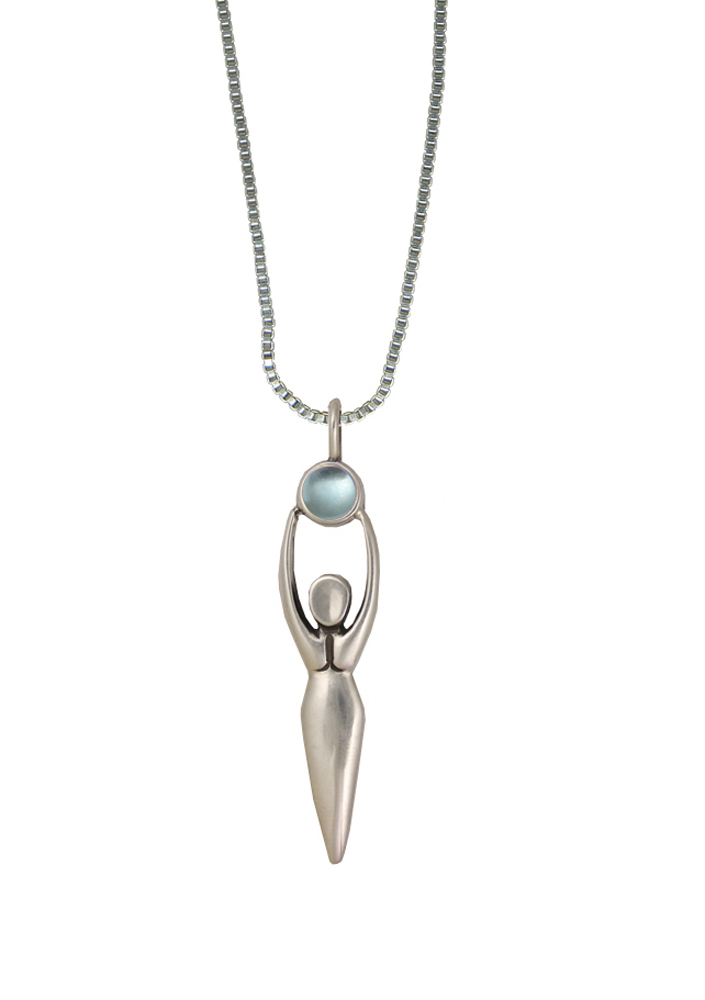 Sterling Silver Women Pendant With Blue Topaz